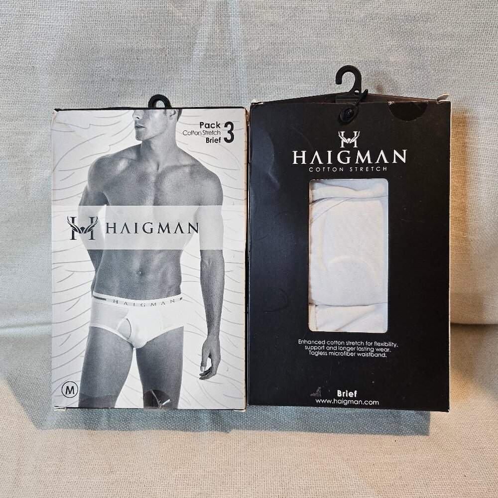 Haigman Men's 3 Pack x 2 - Cotton Stretch White Briefs - Size M